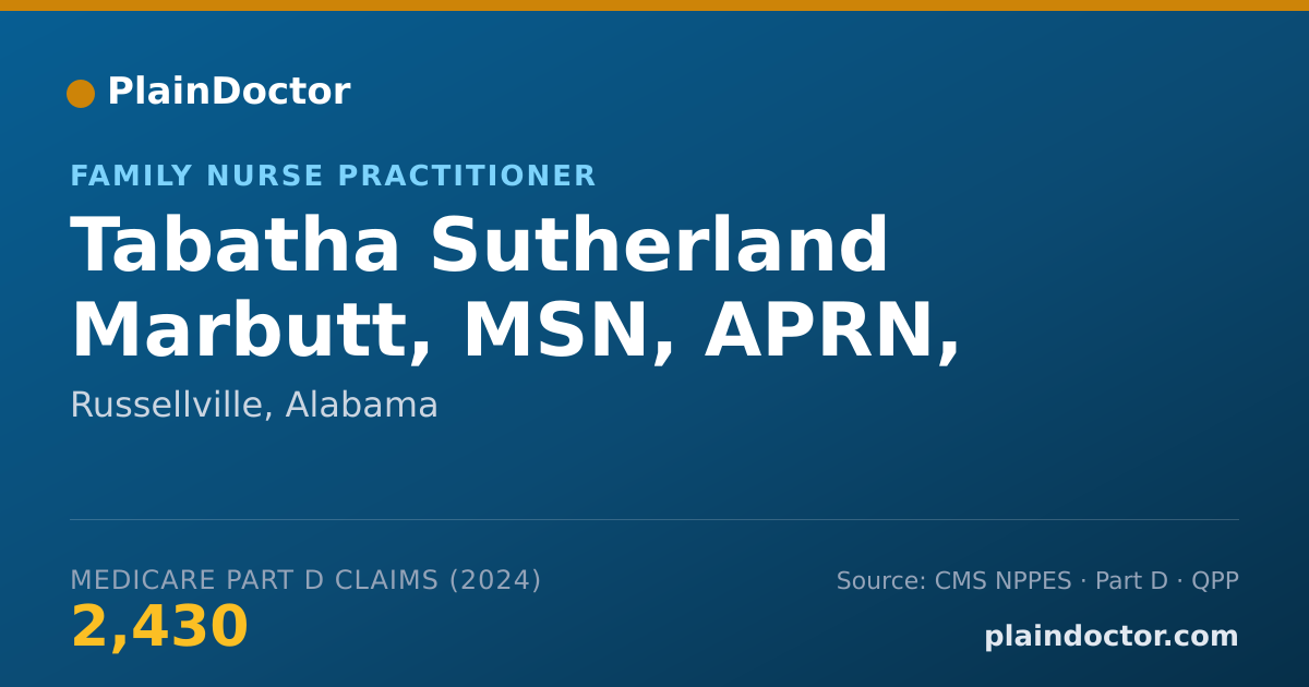 Shareable card for Tabatha Sutherland Marbutt, MSN, APRN, FNP-C - Family Nurse Practitioner, Russellville, AL