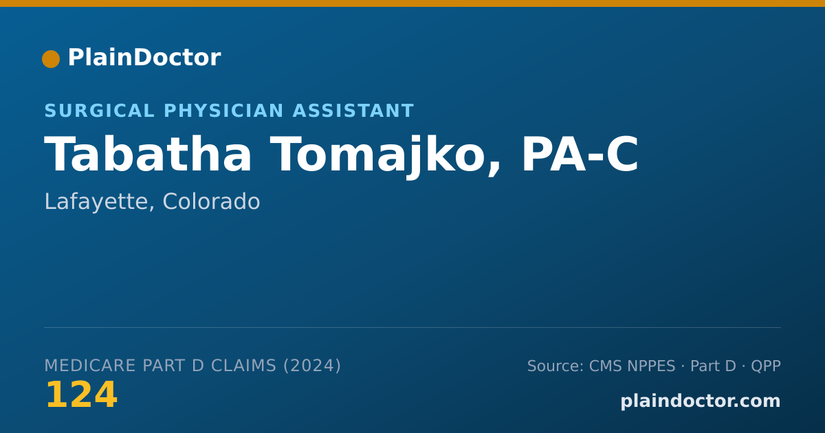 Shareable card for Tabatha Tomajko, PA-C - Surgical Physician Assistant, Lafayette, CO