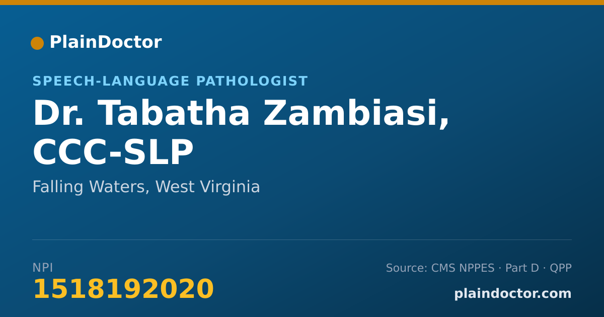 Shareable card for Tabatha Zambiasi, CCC-SLP - Speech-Language Pathologist, Falling Waters, WV