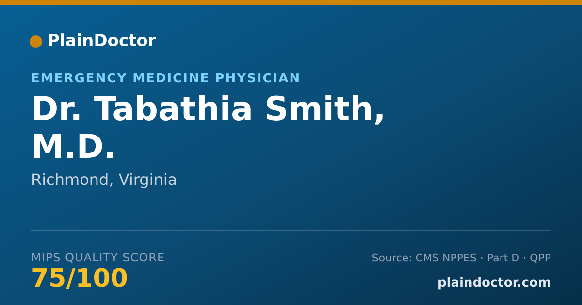 Shareable card for Tabathia Smith, M.D. - Emergency Medicine Physician, Richmond, VA