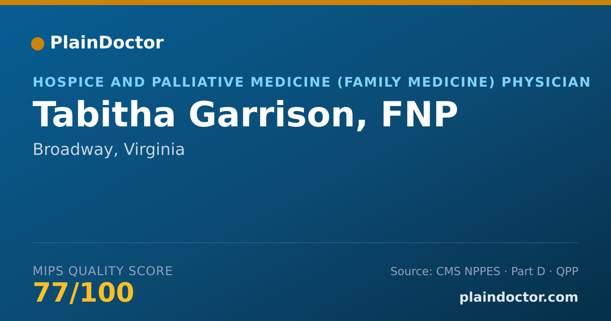 Shareable card for Tabitha Garrison, FNP - Hospice and Palliative Medicine (Family Medicine) Physician, Broadway, VA