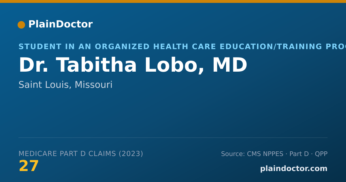 Shareable card for Tabitha Lobo, MD - Student in an Organized Health Care Education/Training Program, Saint Louis, MO