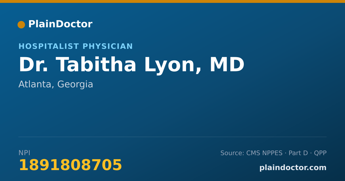 Shareable card for Tabitha Lyon, MD - Hospitalist Physician, Atlanta, GA