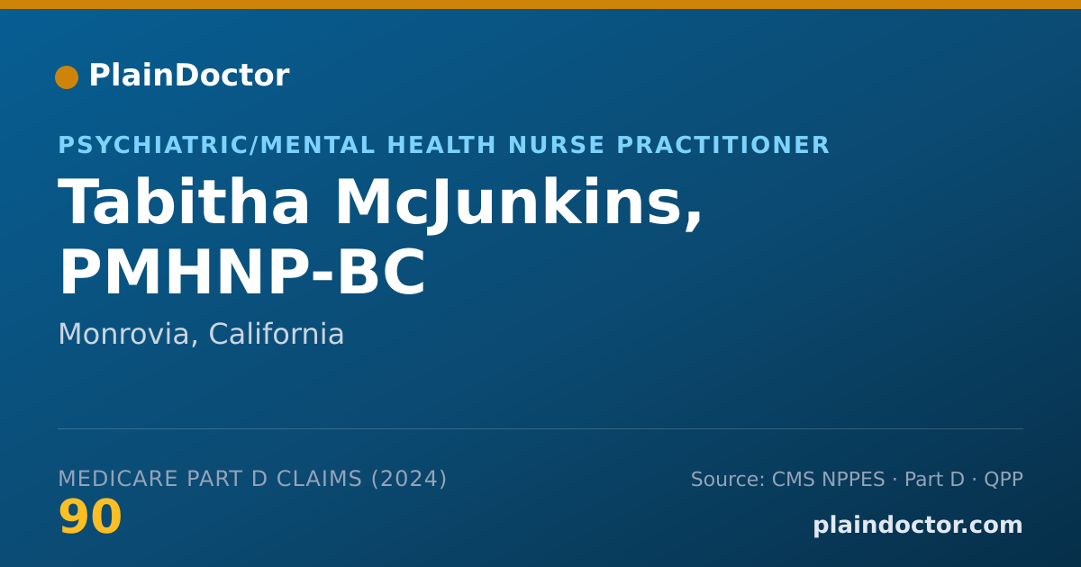Shareable card for Tabitha McJunkins, PMHNP-BC - Psychiatric/Mental Health Nurse Practitioner, Los Angeles, CA
