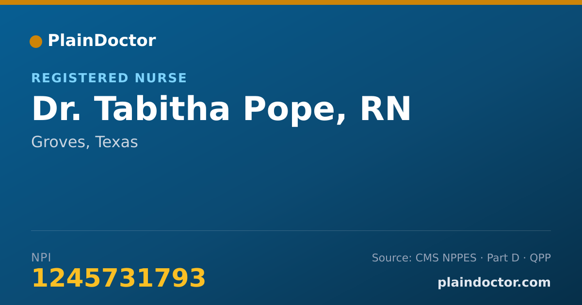 Shareable card for Tabitha Pope, RN - Registered Nurse, Groves, TX