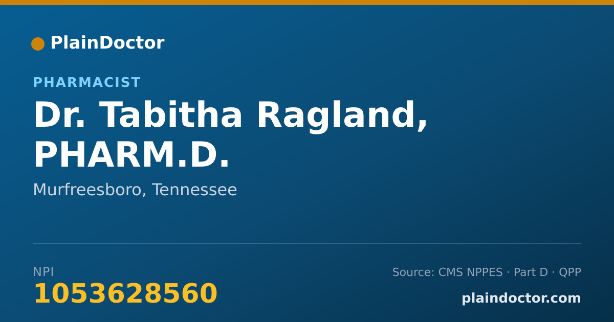 Shareable card for Tabitha Ragland, PHARM.D. - Pharmacist, Murfreesboro, TN