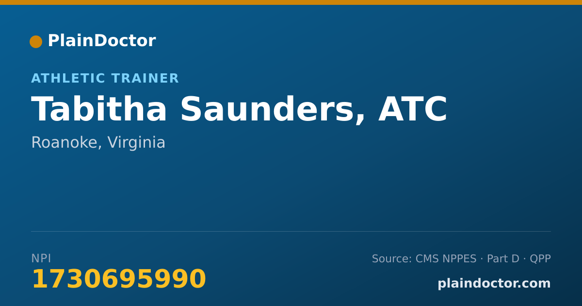 Shareable card for Tabitha Saunders, ATC - Athletic Trainer, Roanoke, VA