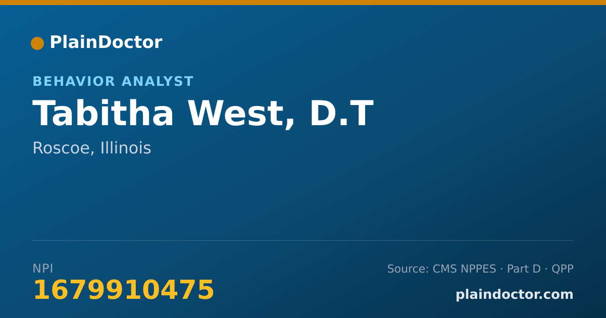 Shareable card for Tabitha West, D.T - Behavior Analyst, Roscoe, IL