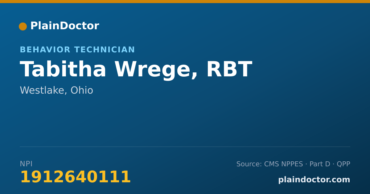 Shareable card for Tabitha Wrege, RBT - Behavior Technician, Westlake, OH