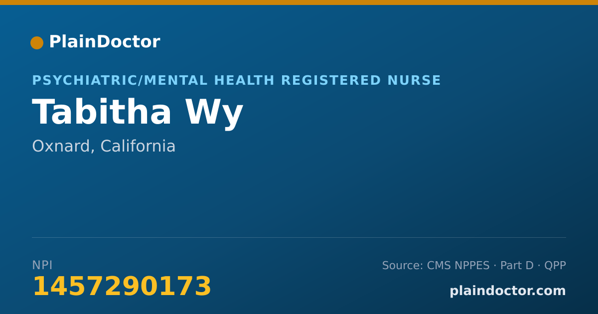 Shareable card for Tabitha Wy - Psychiatric/Mental Health Registered Nurse, Oxnard, CA