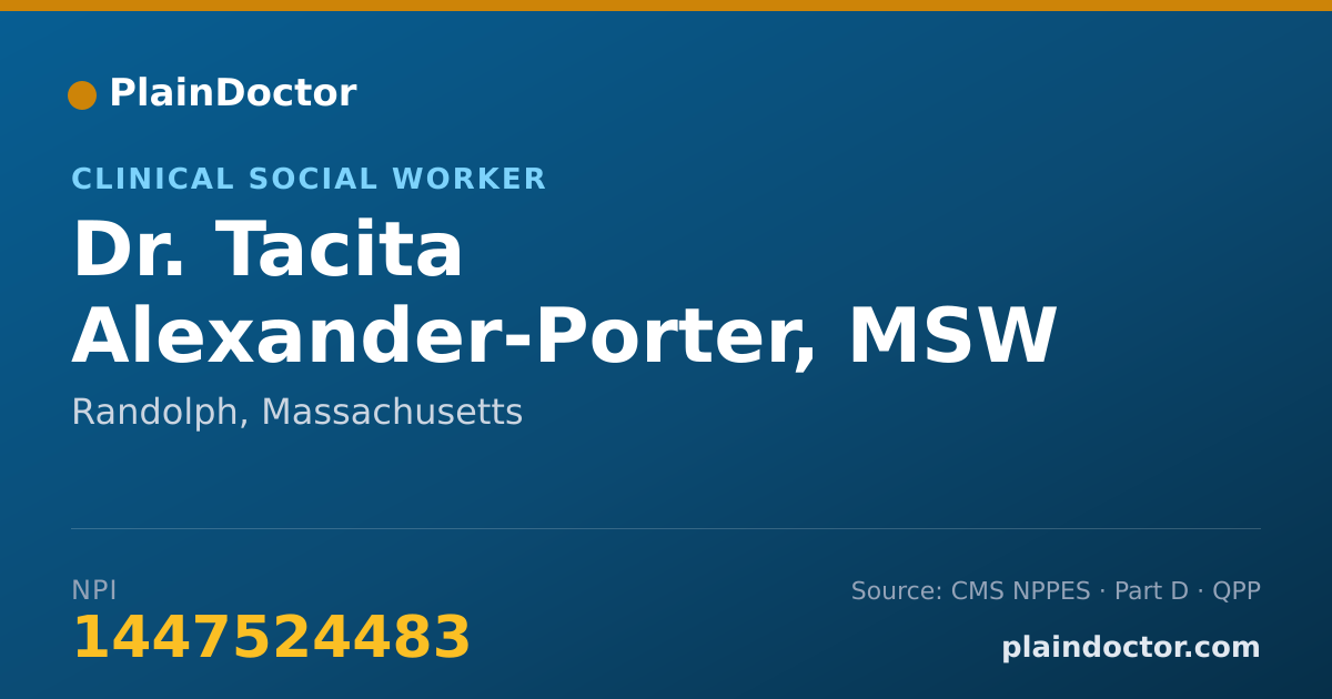 Shareable card for Tacita Alexander-Porter, MSW - Clinical Social Worker, Randolph, MA