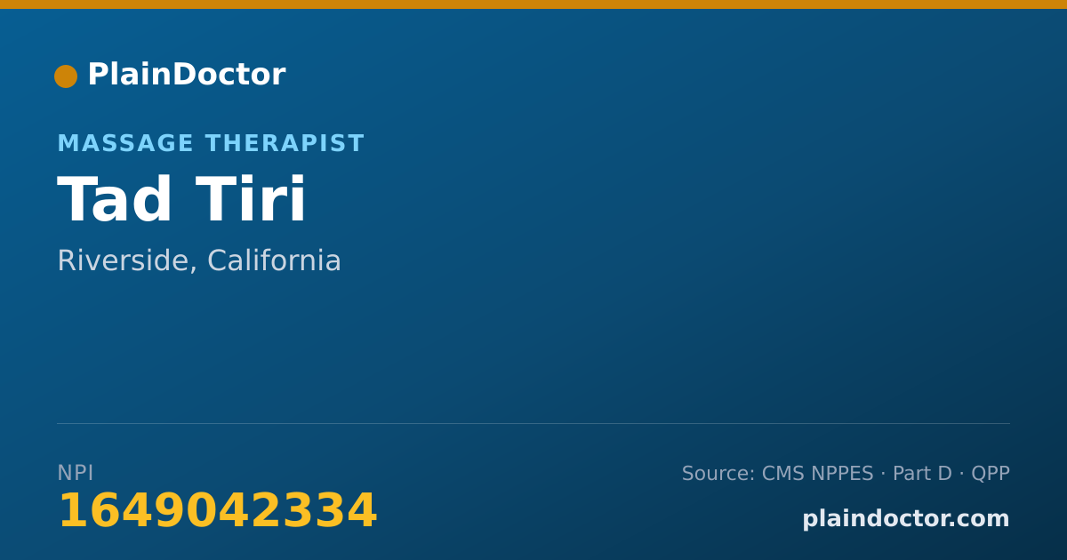 Shareable card for Tad Tiri - Massage Therapist, Riverside, CA