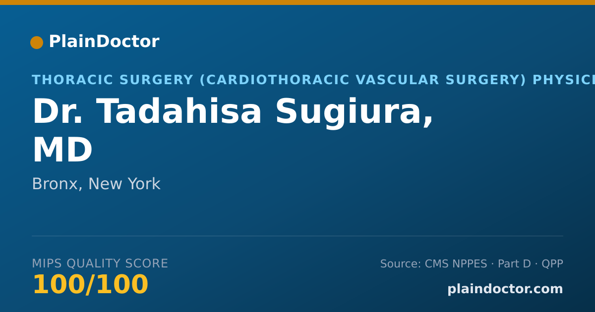 Shareable card for Tadahisa Sugiura, MD - Thoracic Surgery (Cardiothoracic Vascular Surgery) Physician, Bronx, NY