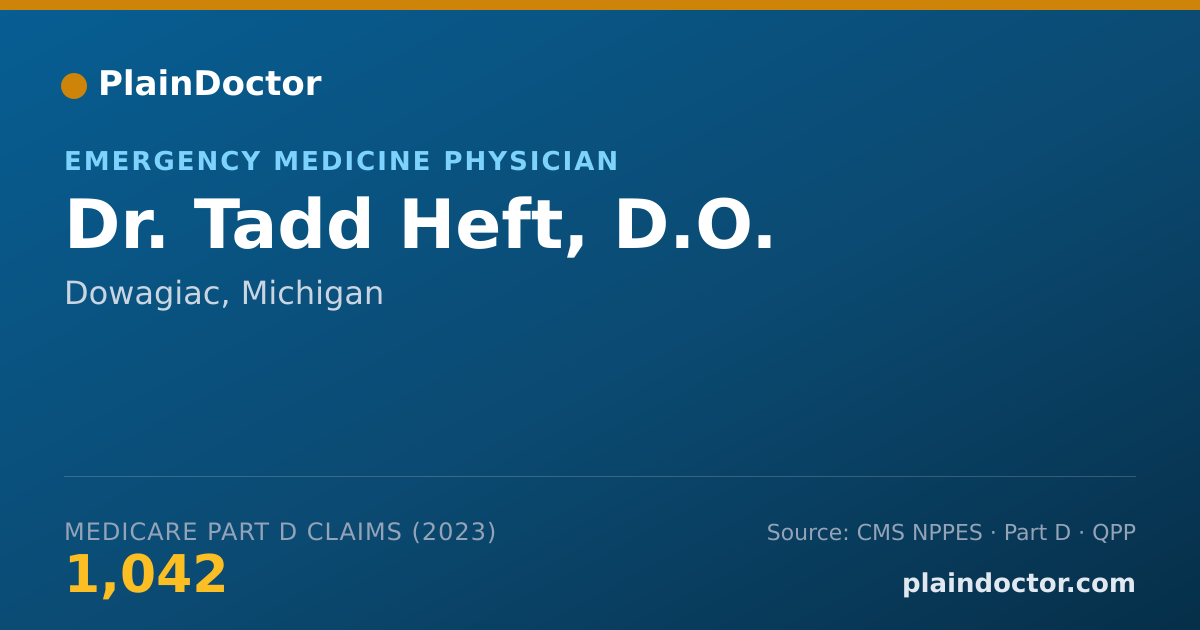 Shareable card for Tadd Heft, D.O. - Emergency Medicine Physician, Dowagiac, MI