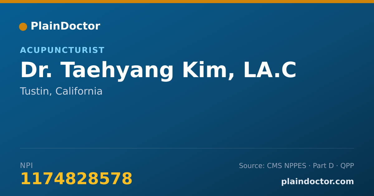 Shareable card for Taehyang Kim, LA.C - Acupuncturist, Tustin, CA