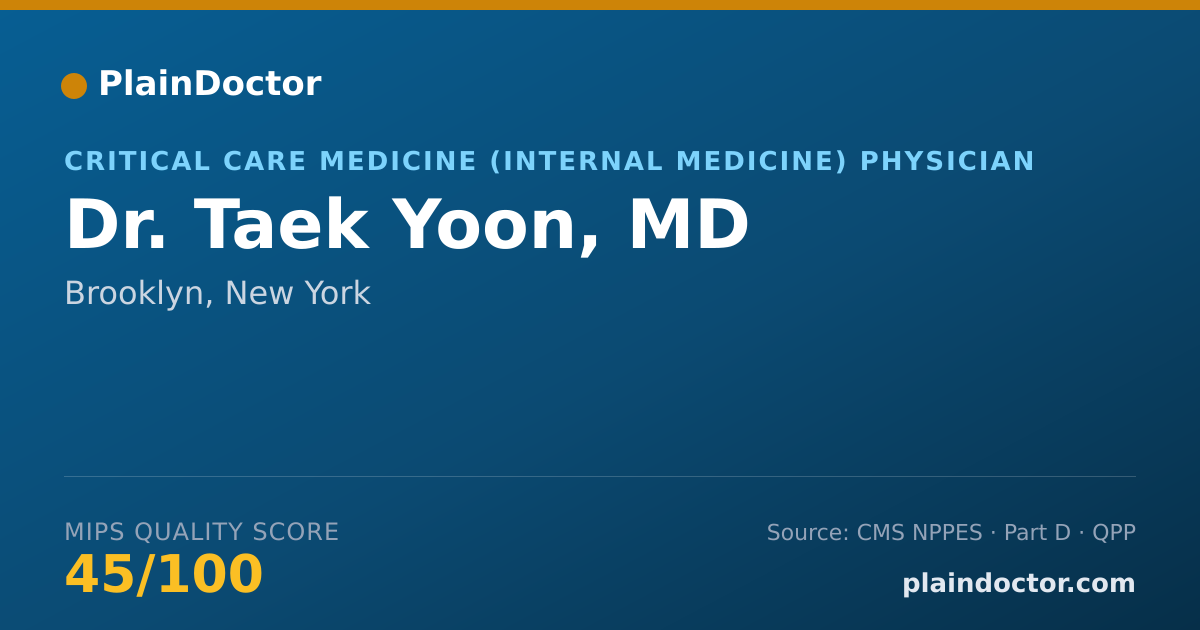 Shareable card for Taek Yoon, MD - Critical Care Medicine (Internal Medicine) Physician, Brooklyn, NY
