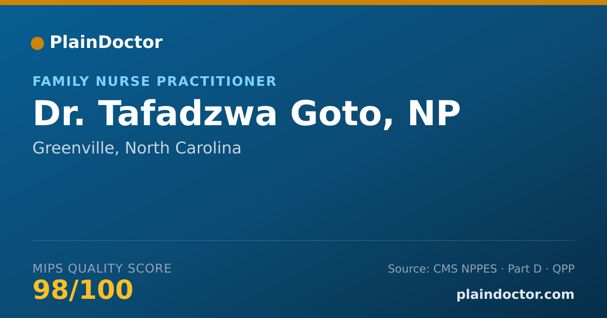 Shareable card for Tafadzwa Goto, NP - Family Nurse Practitioner, Greenville, NC
