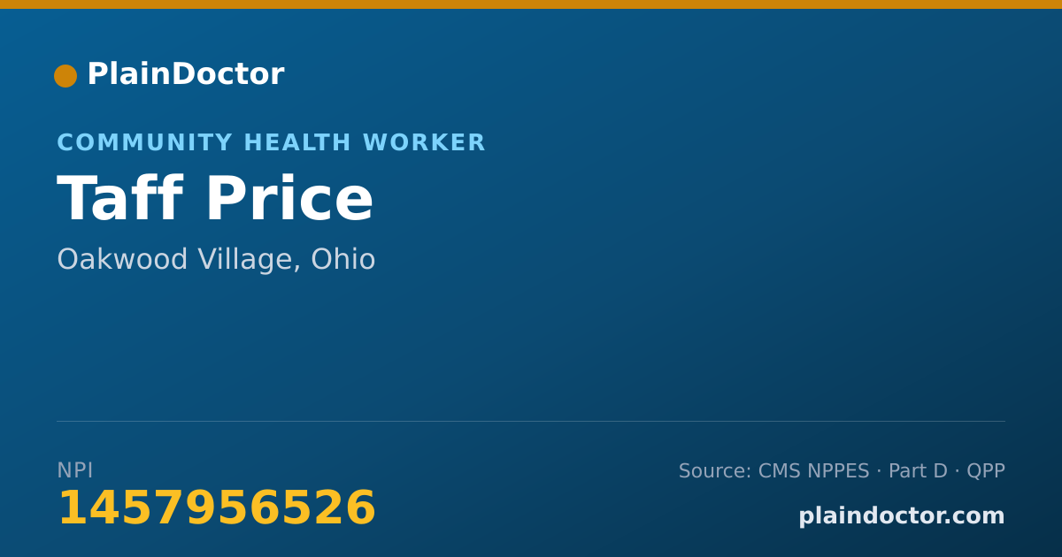 Shareable card for Taff Price - Community Health Worker, Oakwood Village, OH