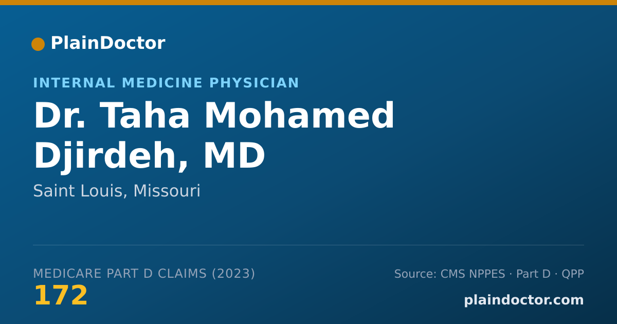 Shareable card for Taha Mohamed Djirdeh, MD - Internal Medicine Physician, Saint Louis, MO
