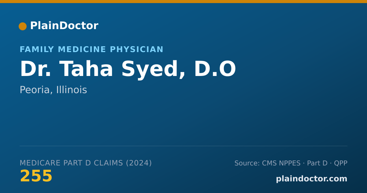 Shareable card for Taha Syed, D.O - Family Medicine Physician, Peoria, IL