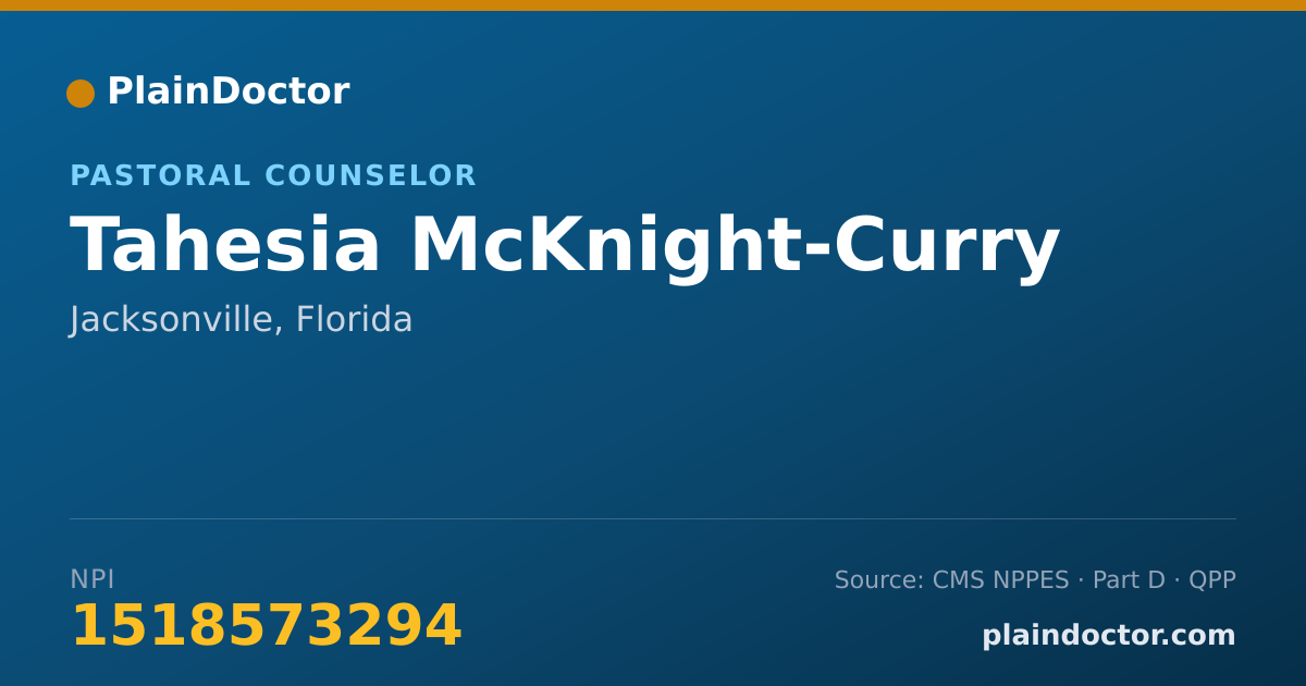 Shareable card for Tahesia McKnight-Curry - Pastoral Counselor, Jacksonville, FL