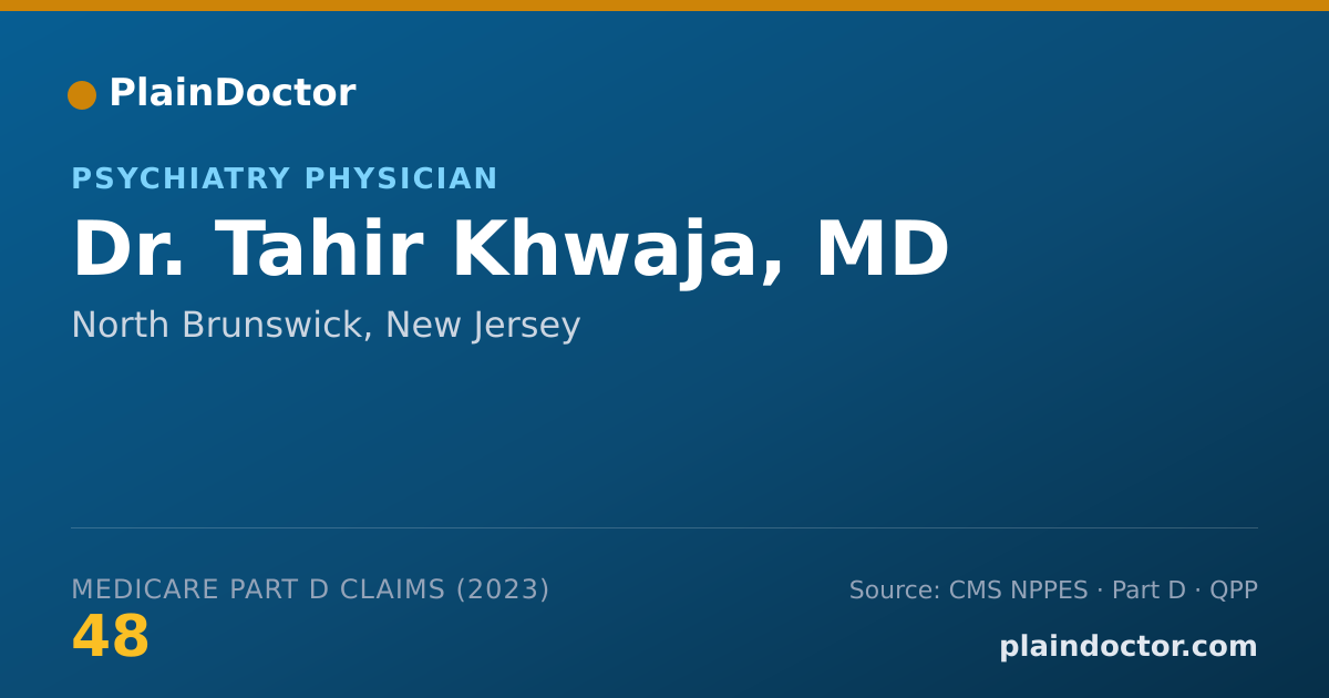 Shareable card for Tahir Khwaja, MD - Psychiatry Physician, North Brunswick, NJ