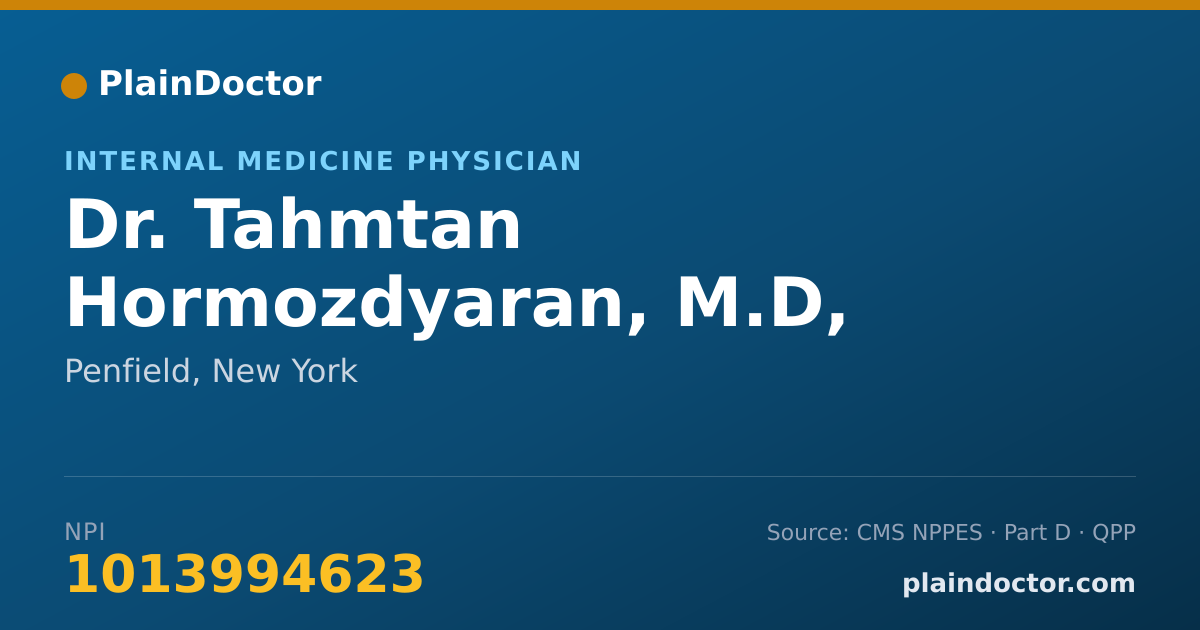Shareable card for Tahmtan Hormozdyaran, M.D, - Internal Medicine Physician, Penfield, NY