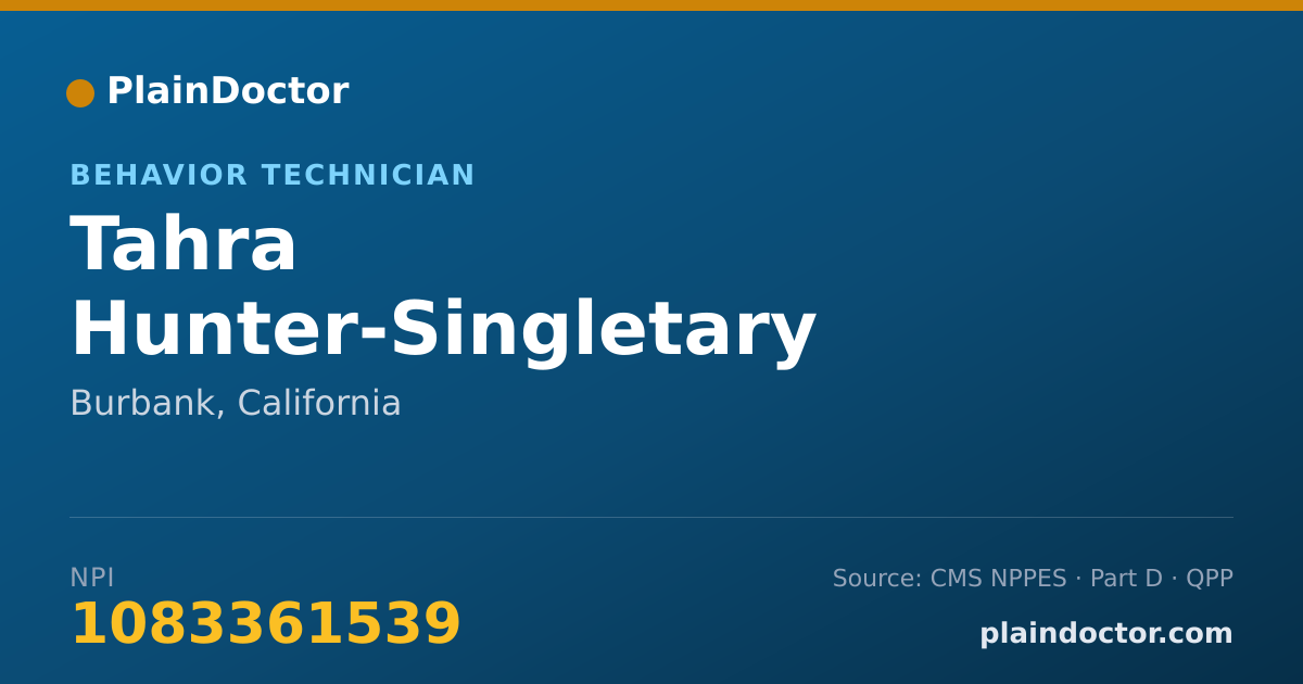 Shareable card for Tahra Hunter-Singletary - Behavior Technician, Burbank, CA