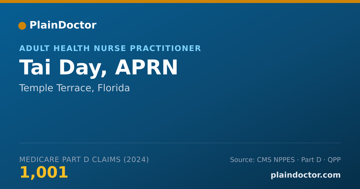 Shareable card for Tai Day, APRN - Adult Health Nurse Practitioner, Temple Terrace, FL