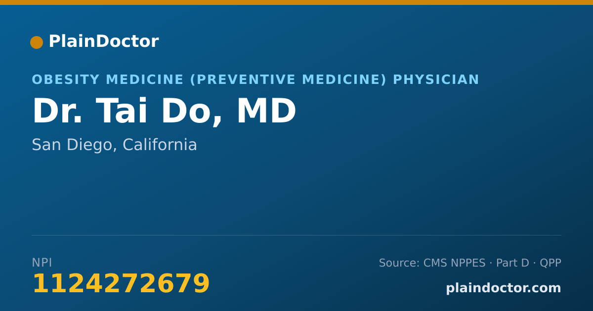 Shareable card for Tai Do, MD - Obesity Medicine (Preventive Medicine) Physician, San Diego, CA
