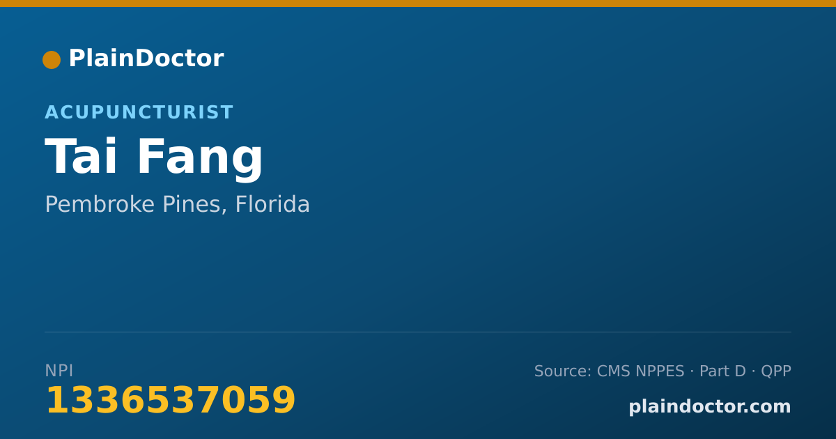 Shareable card for Tai Fang - Acupuncturist, Pembroke Pines, FL