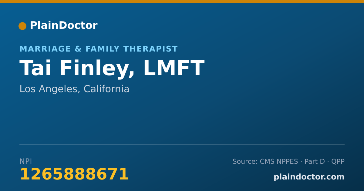 Shareable card for Tai Finley, LMFT - Marriage & Family Therapist, Los Angeles, CA