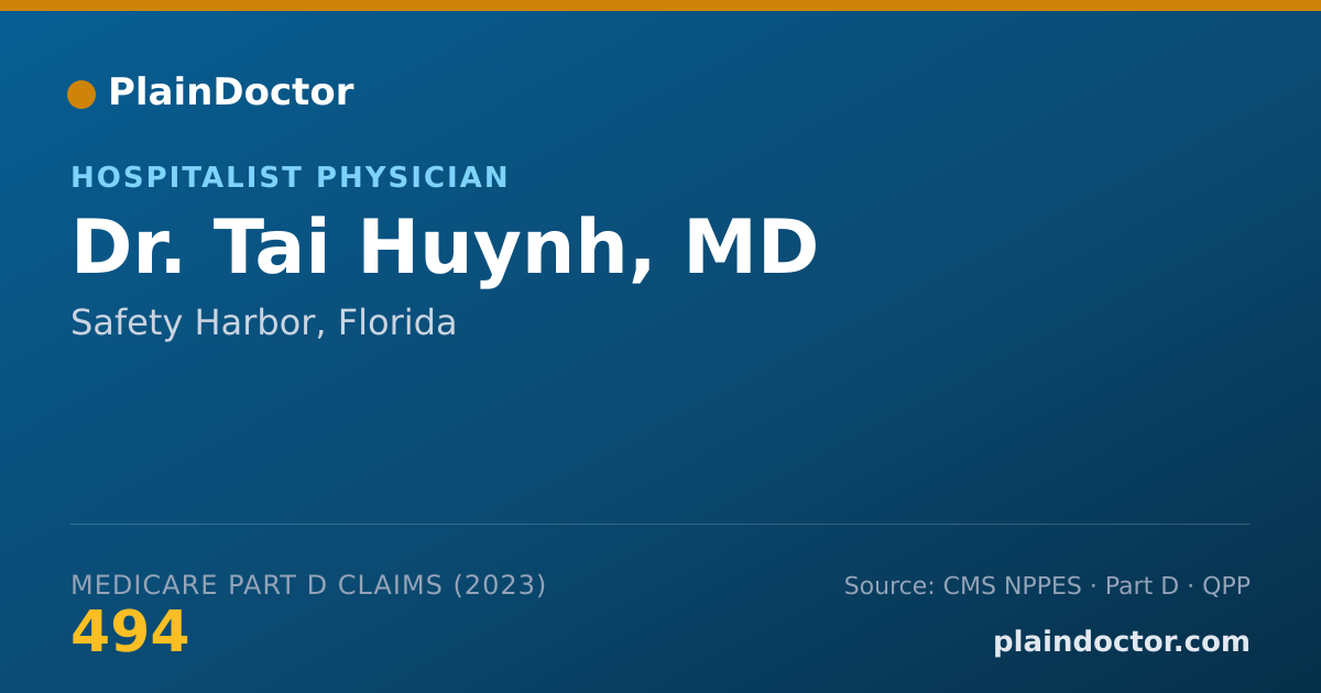 Shareable card for Tai Huynh, MD - Hospitalist Physician, Safety Harbor, FL