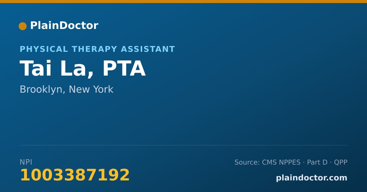 Shareable card for Tai La, PTA - Physical Therapy Assistant, Brooklyn, NY