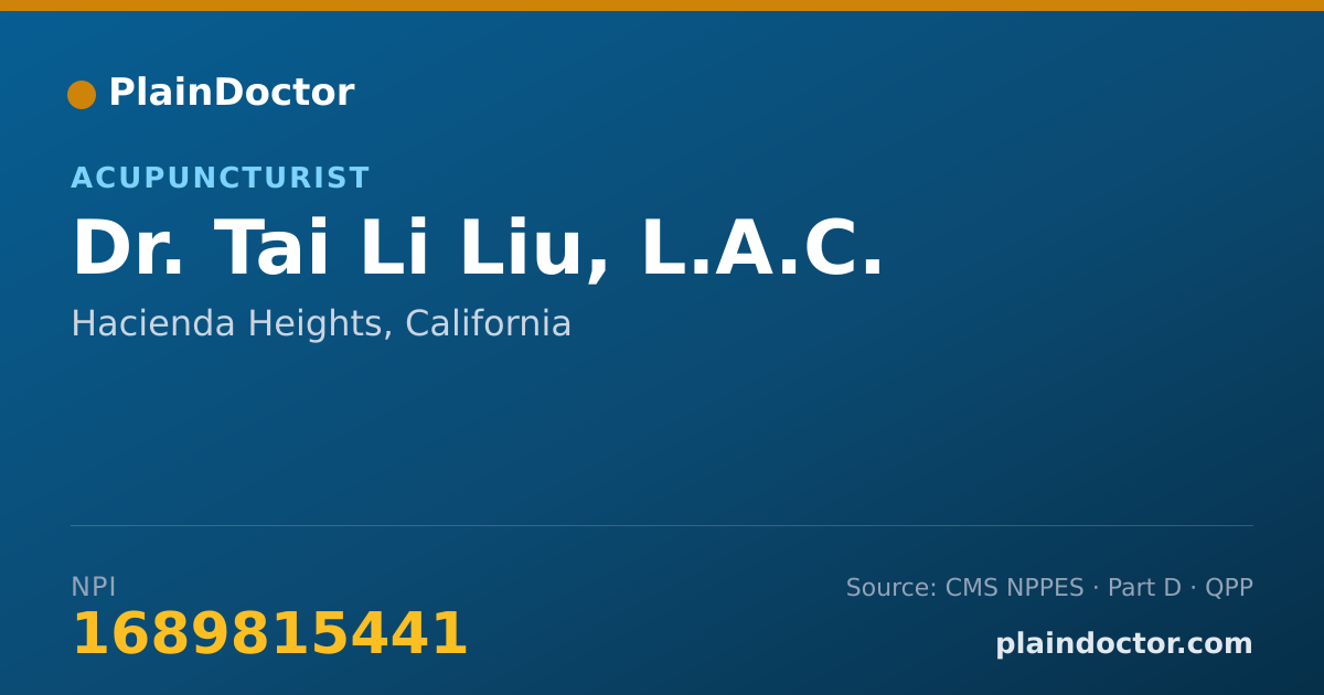 Shareable card for Tai Li Liu, L.A.C. - Acupuncturist, Hacienda Heights, CA