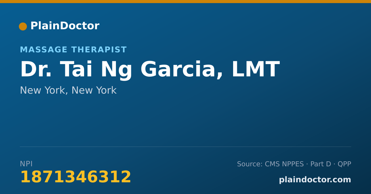 Shareable card for Tai Ng Garcia, LMT - Massage Therapist, New York, NY