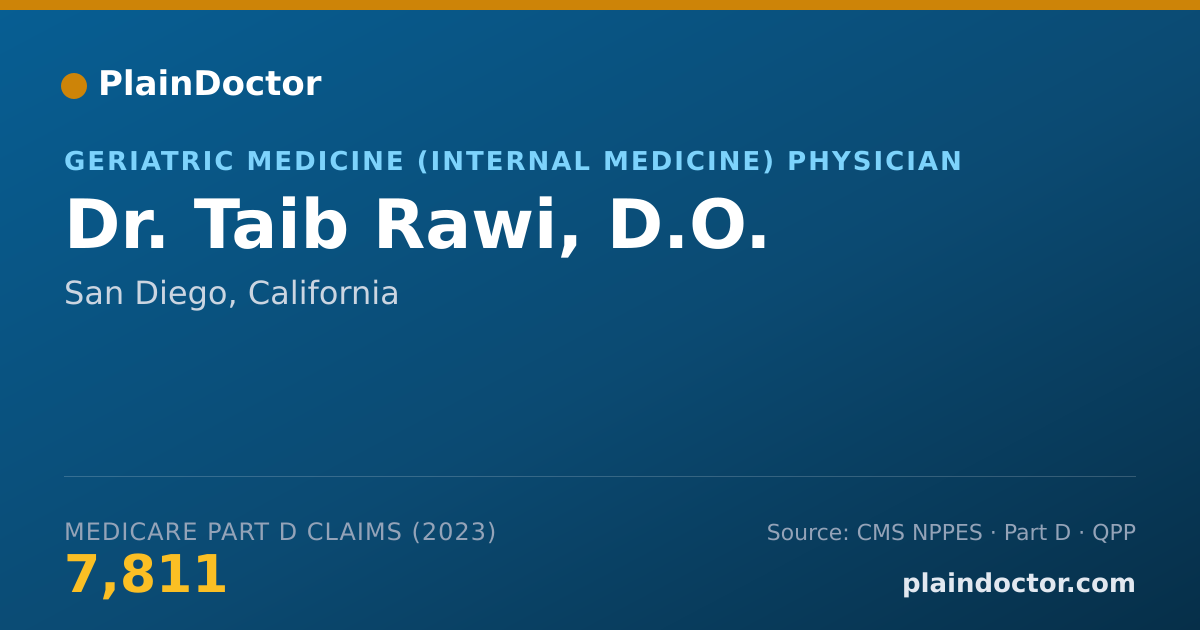 Shareable card for Taib Rawi, D.O. - Geriatric Medicine (Internal Medicine) Physician, San Diego, CA