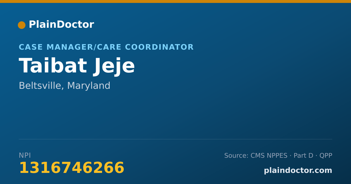 Shareable card for Taibat Jeje - Case Manager/Care Coordinator, Beltsville, MD