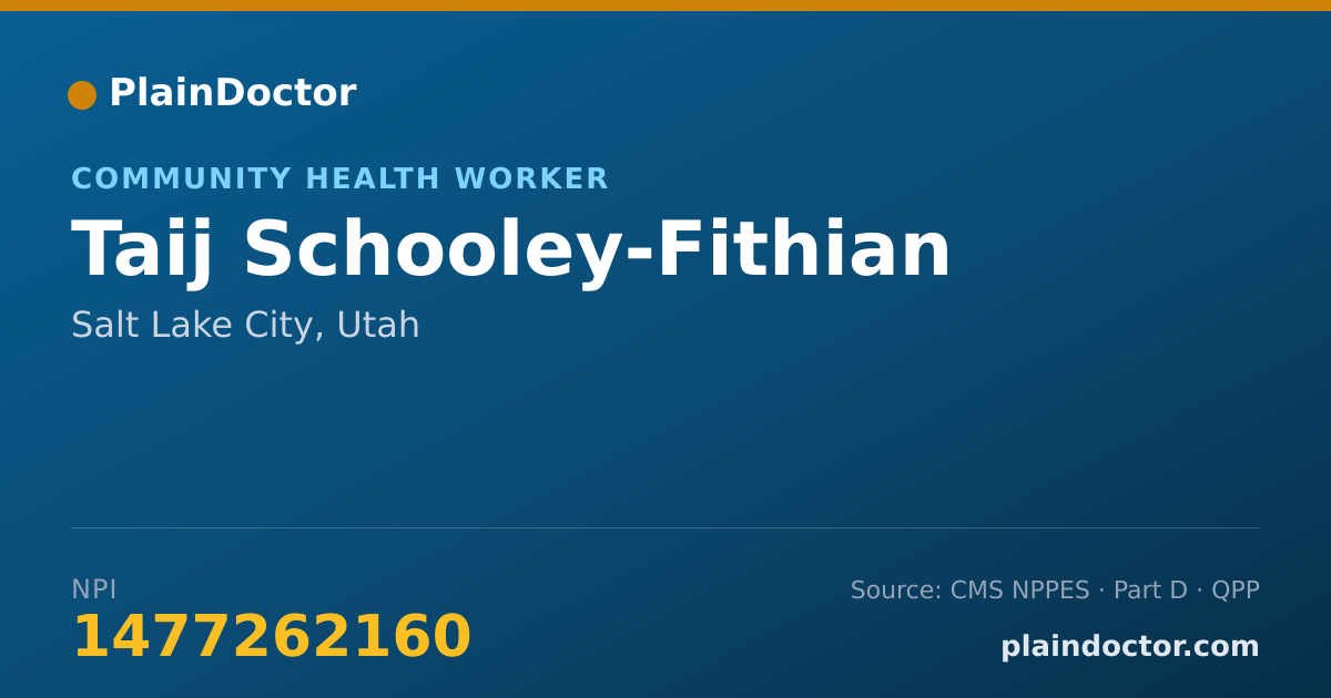 Shareable card for Taij Schooley-Fithian - Community Health Worker, Salt Lake City, UT