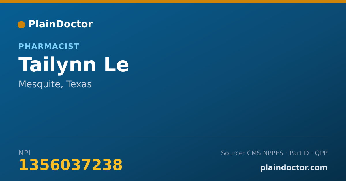 Shareable card for Tailynn Le - Pharmacist, Mesquite, TX
