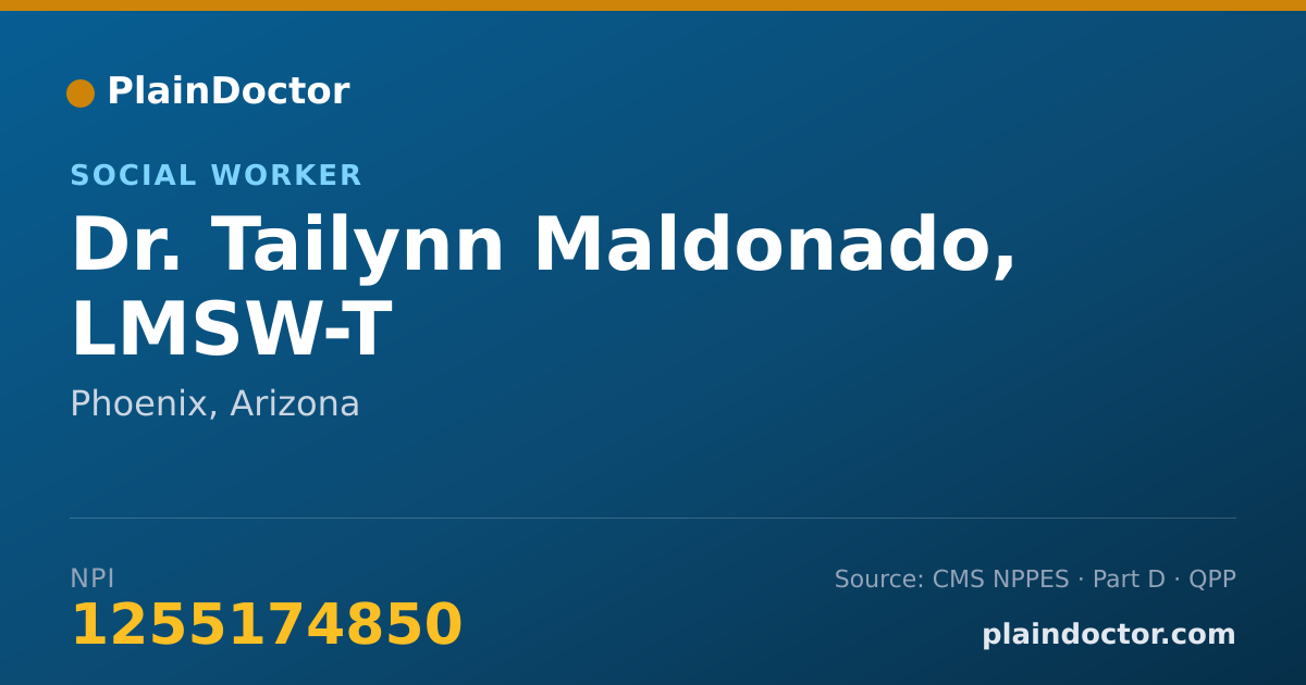 Shareable card for Tailynn Maldonado, LMSW-T - Social Worker, Phoenix, AZ