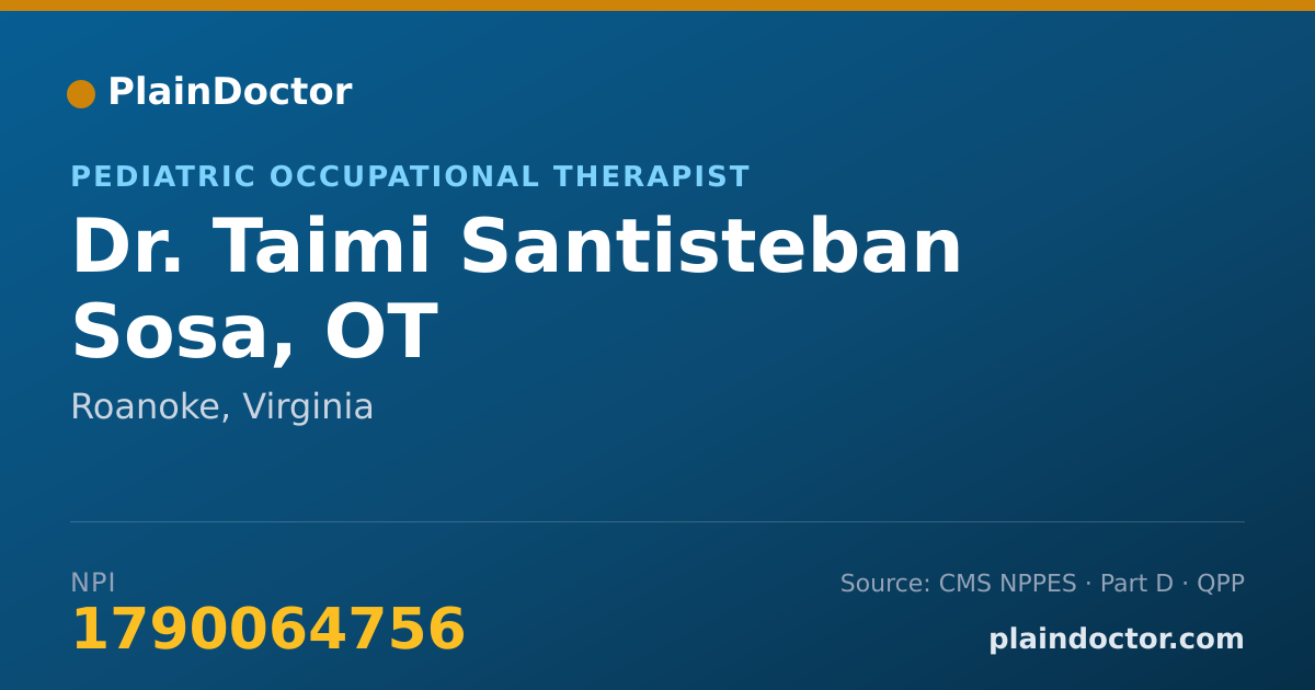 Shareable card for Taimi Santisteban Sosa, OT - Pediatric Occupational Therapist, Roanoke, VA