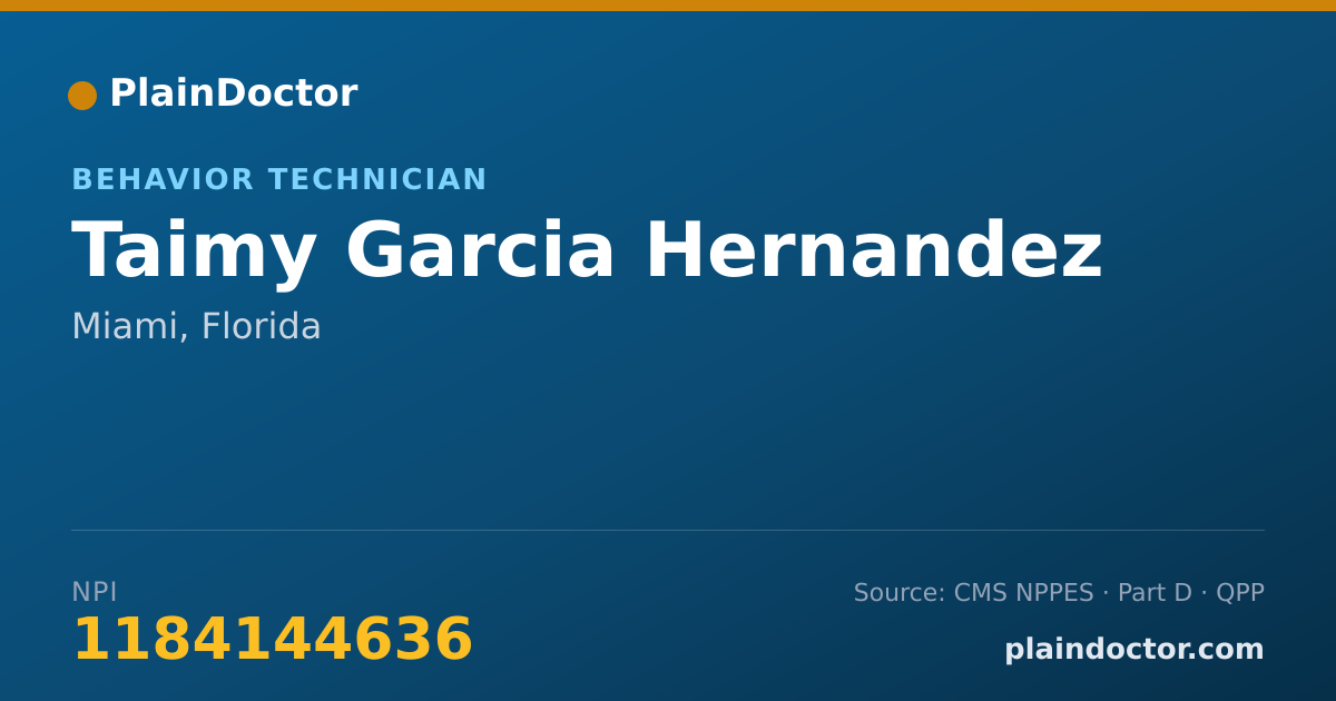 Shareable card for Taimy Garcia Hernandez - Behavior Technician, Miami, FL