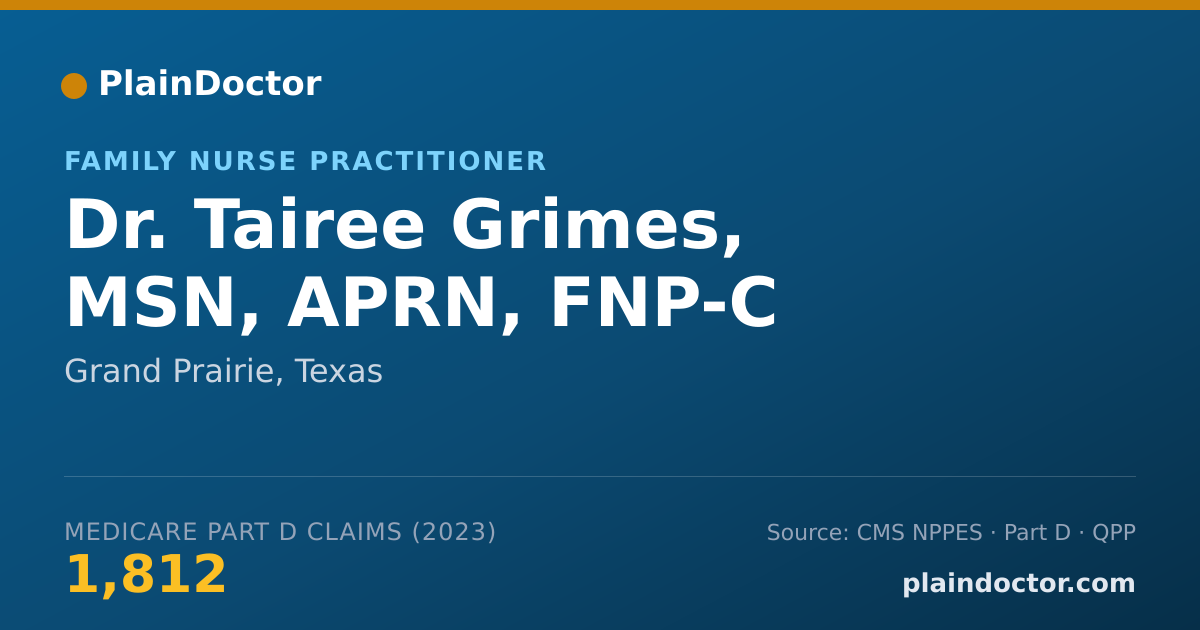 Shareable card for Tairee Grimes, MSN, APRN, FNP-C - Family Nurse Practitioner, Grand Prairie, TX
