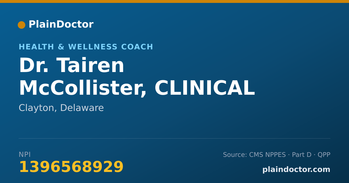 Shareable card for Tairen McCollister, CLINICAL HERBALIST - Health & Wellness Coach, Clayton, DE