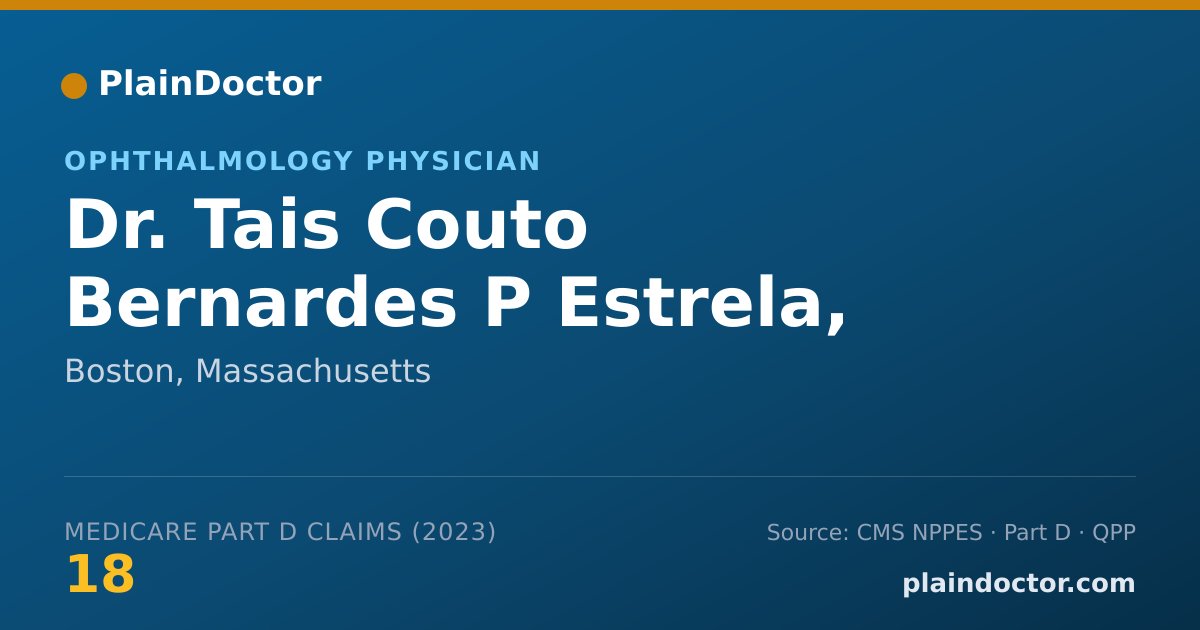 Shareable card for Tais Couto Bernardes P Estrela, MD - Ophthalmology Physician, Boston, MA