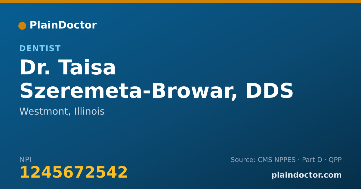 Shareable card for Taisa Szeremeta-Browar, DDS - Dentist, Westmont, IL