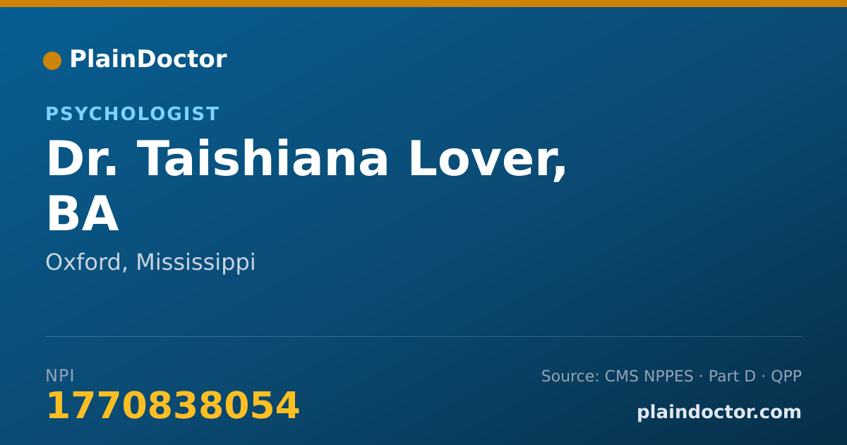 Shareable card for Taishiana Lover, BA - Psychologist, Oxford, MS