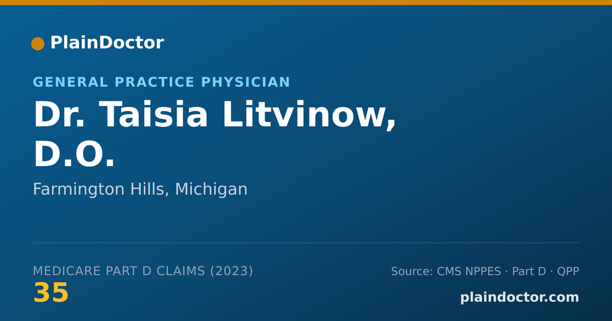 Shareable card for Taisia Litvinow, D.O. - General Practice Physician, Farmington Hills, MI
