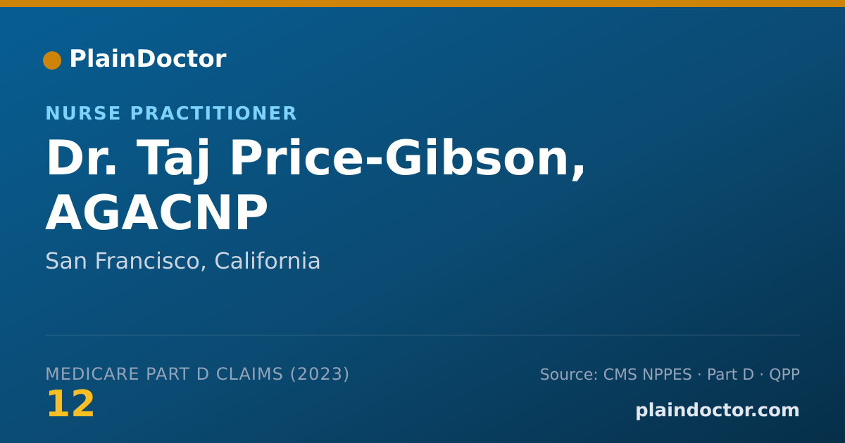 Shareable card for Taj Price-Gibson, AGACNP - Nurse Practitioner, San Francisco, CA